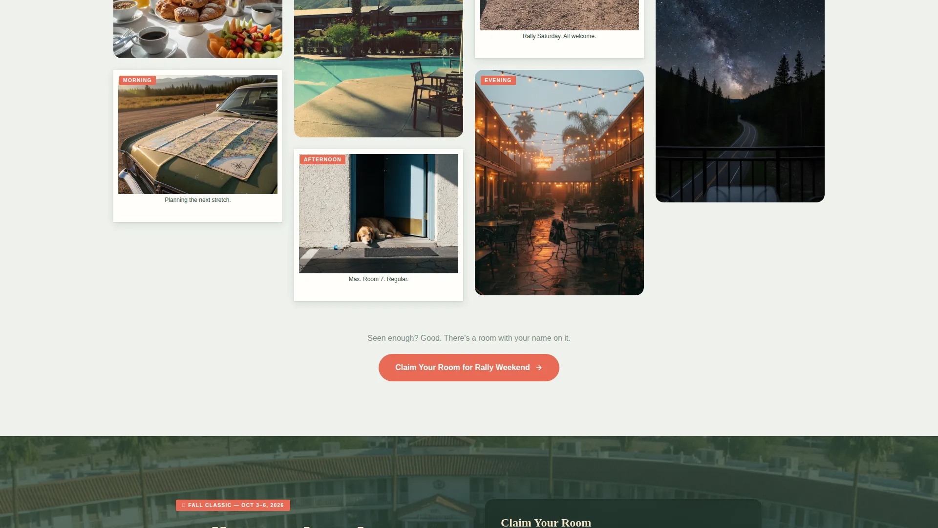 Retro Motel Landing Page Template for Road Rally Events