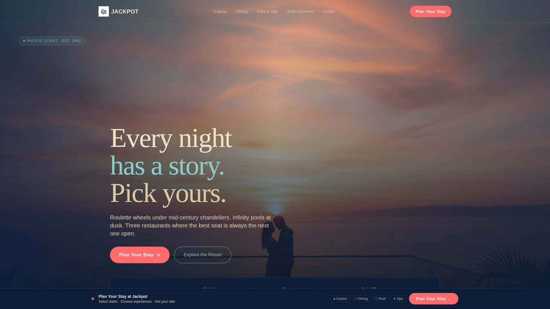 Casino Resort Landing Page Template | Neo-Retro