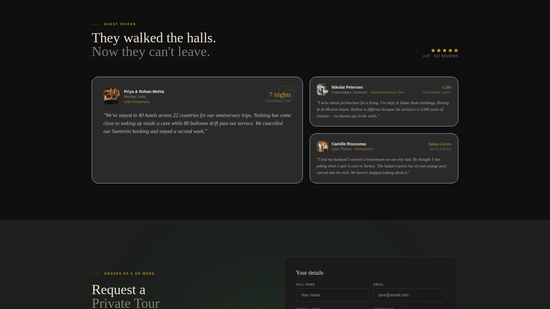 Cave Hotel Landing Page Template | Horizontal Scroll