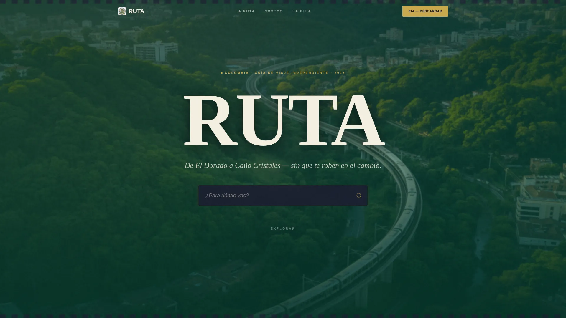 Neo-Retro Colombia Travel Guide Landing Page Template