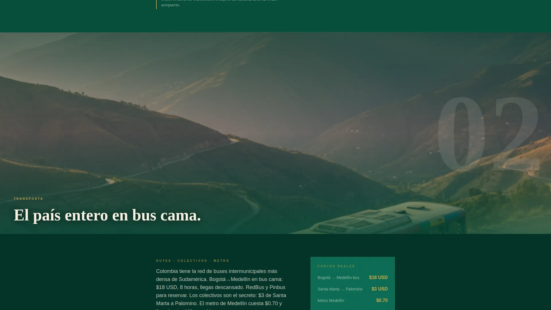Neo-Retro Colombia Travel Guide Landing Page Template