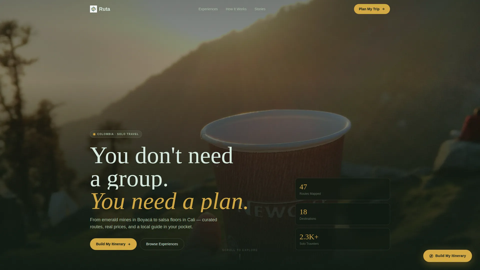 Colombia Solo Travel Guide Landing Page Template