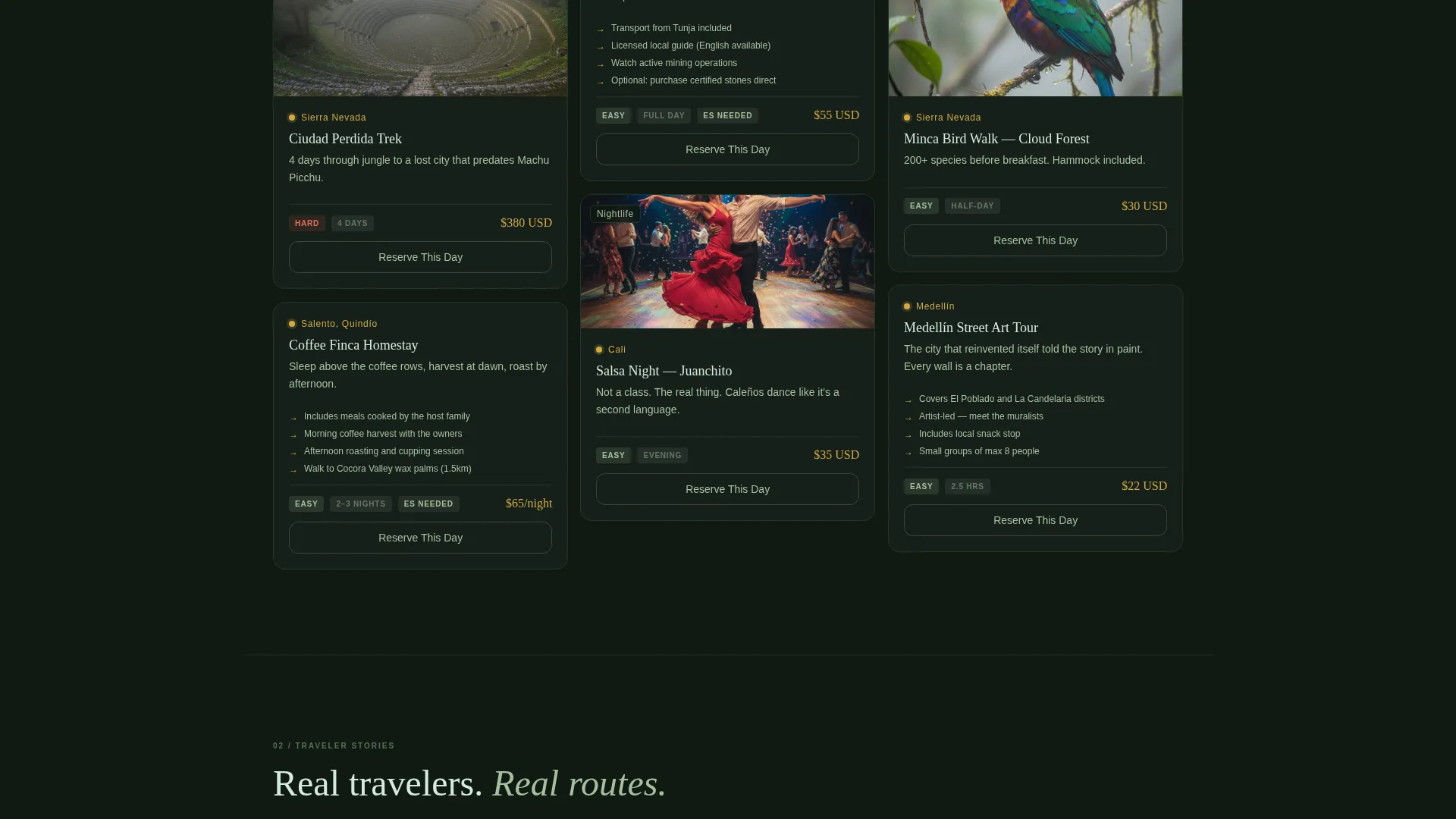 Colombia Solo Travel Guide Landing Page Template