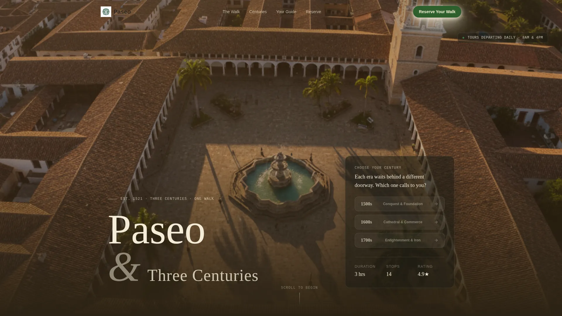 Immersive Colonial Heritage Tour Landing Page