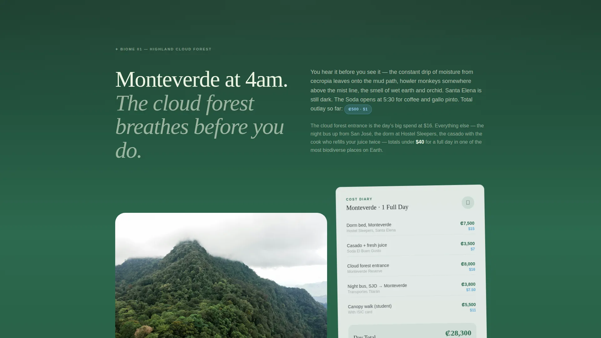 Costa Rica Budget Travel Guide Landing Page Template