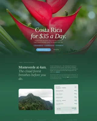 Costa Rica Budget Travel Guide Landing Page Template