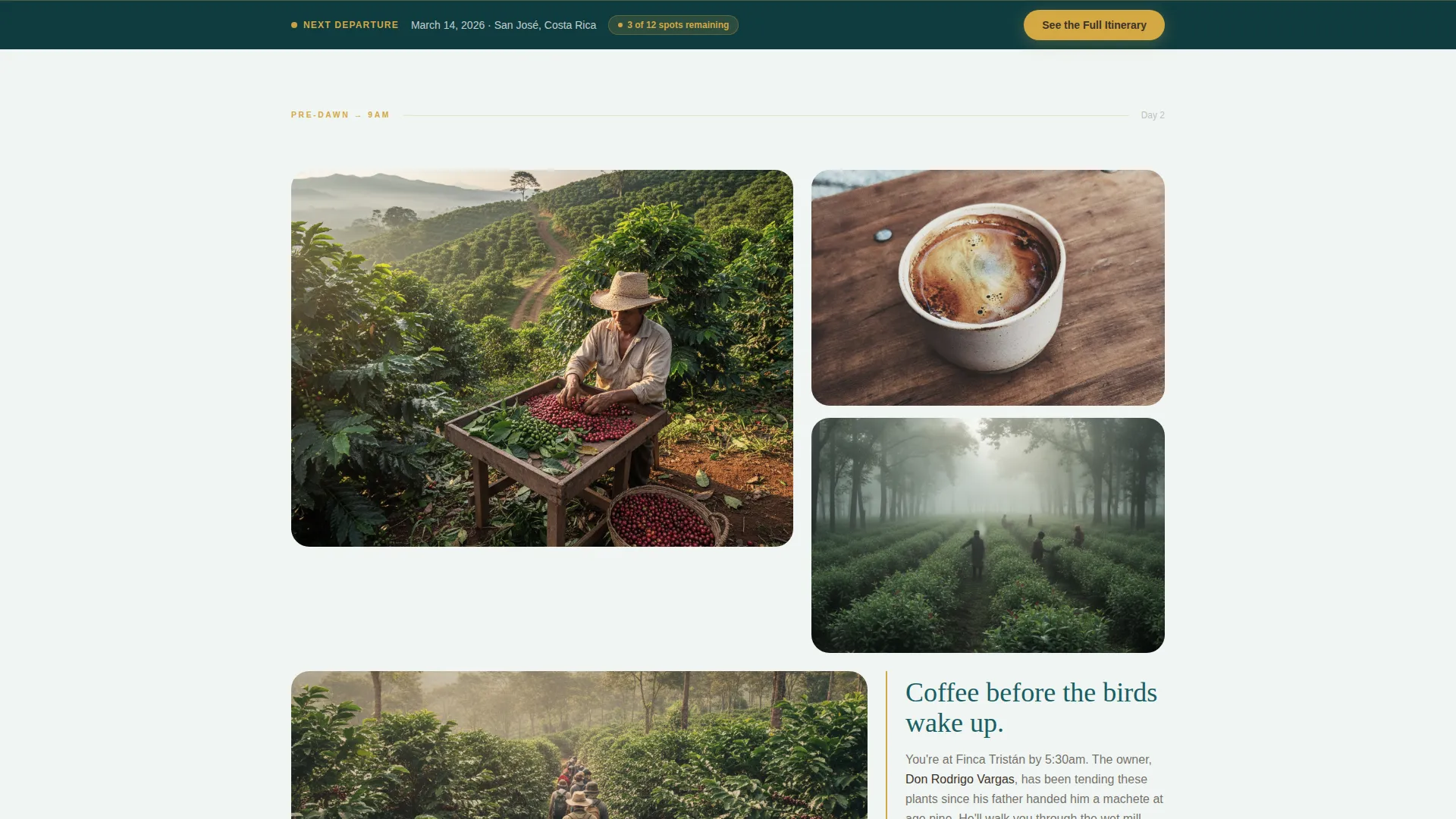 Costa Rica Cultural Tour Landing Page Template