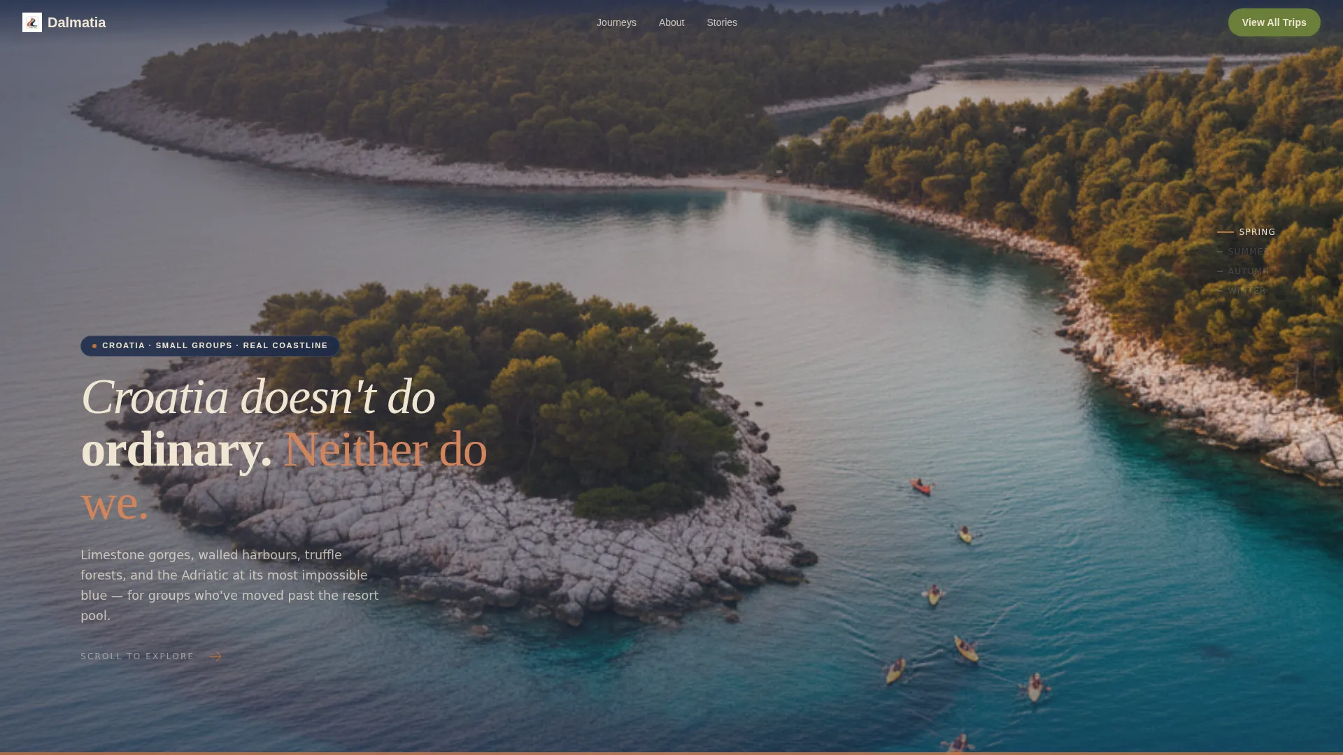 Croatia Group Tour Horizontal Scroll Landing Page