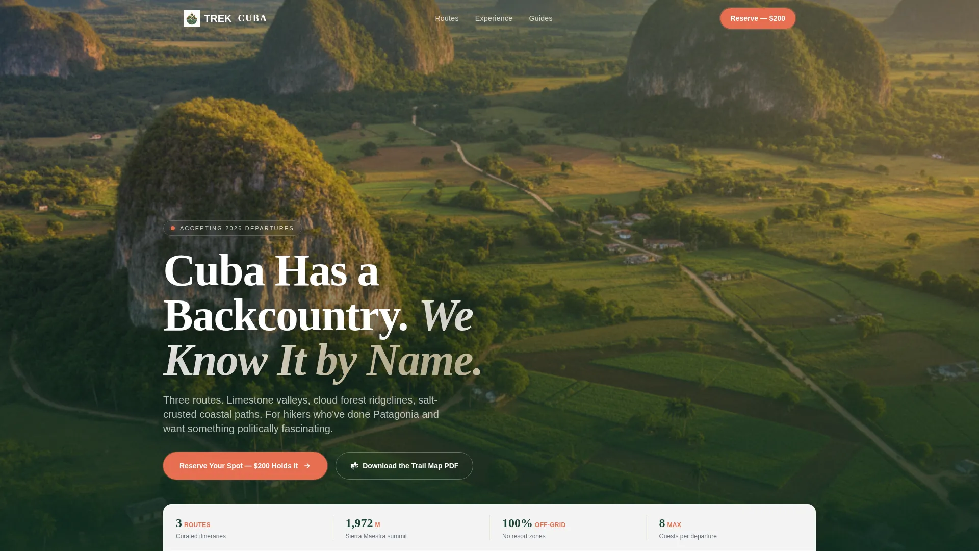 Cuba Adventure Tour Landing Page Template