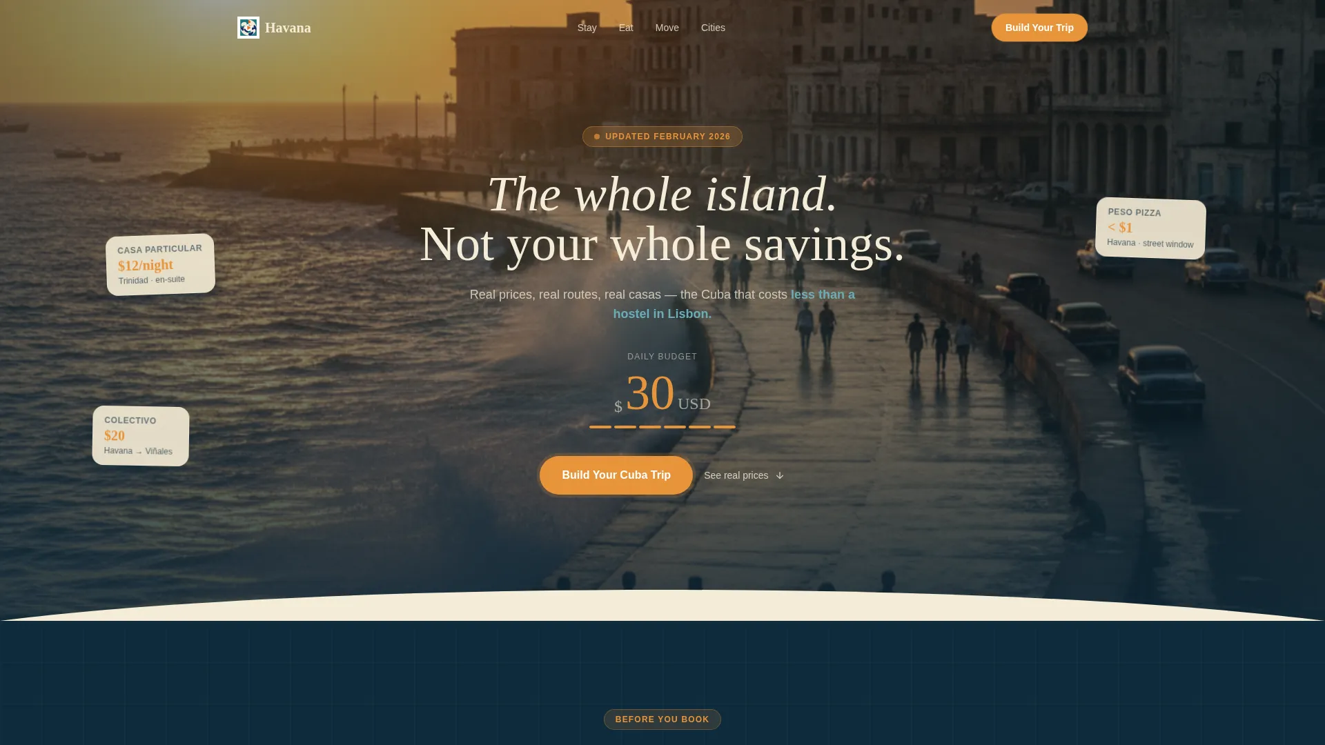 Cuba Budget Travel Guide Landing Page Template