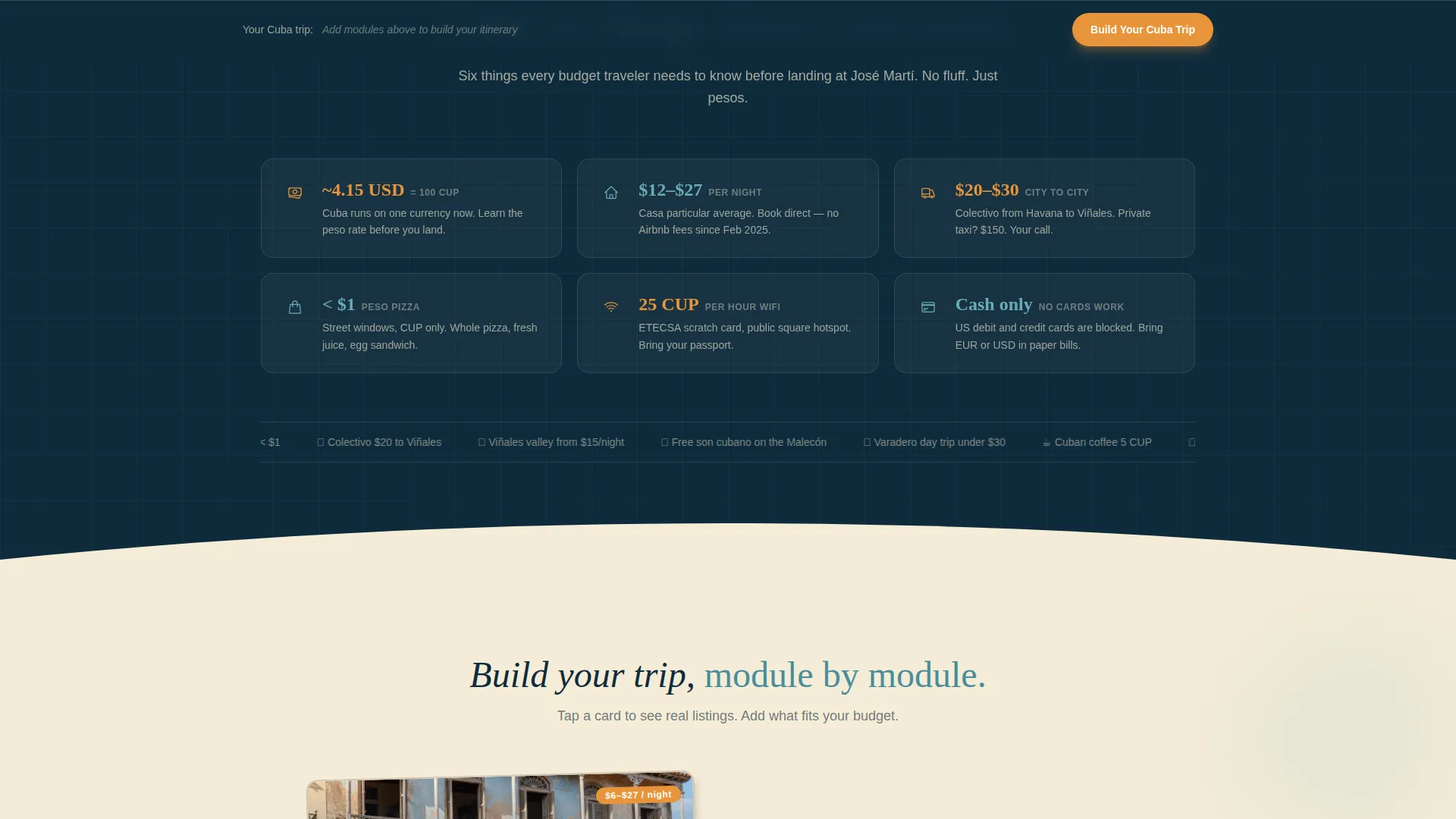 Cuba Budget Travel Guide Landing Page Template