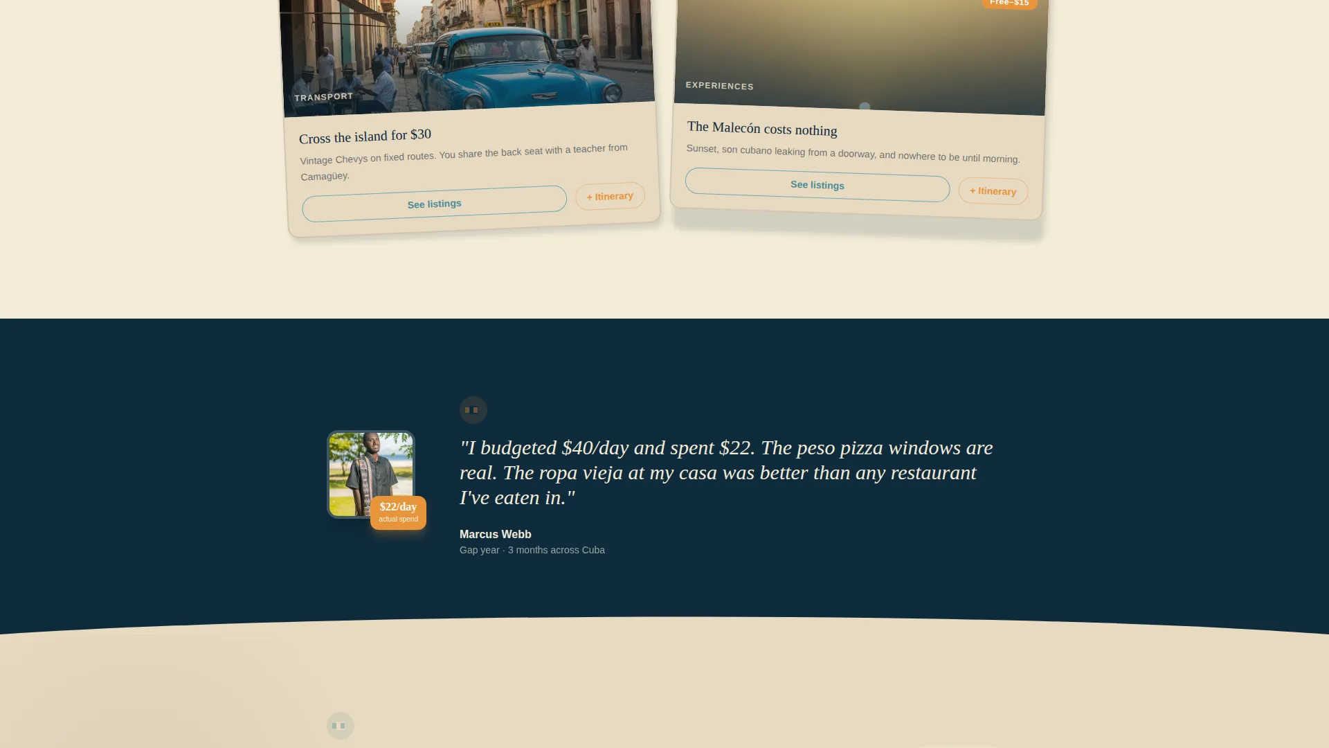 Cuba Budget Travel Guide Landing Page Template
