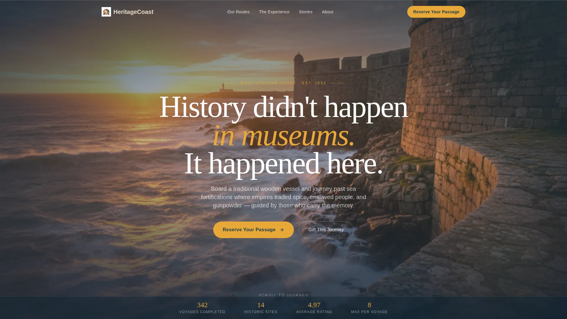 Heritage Coastal Tour Horizontal Scroll Landing Page