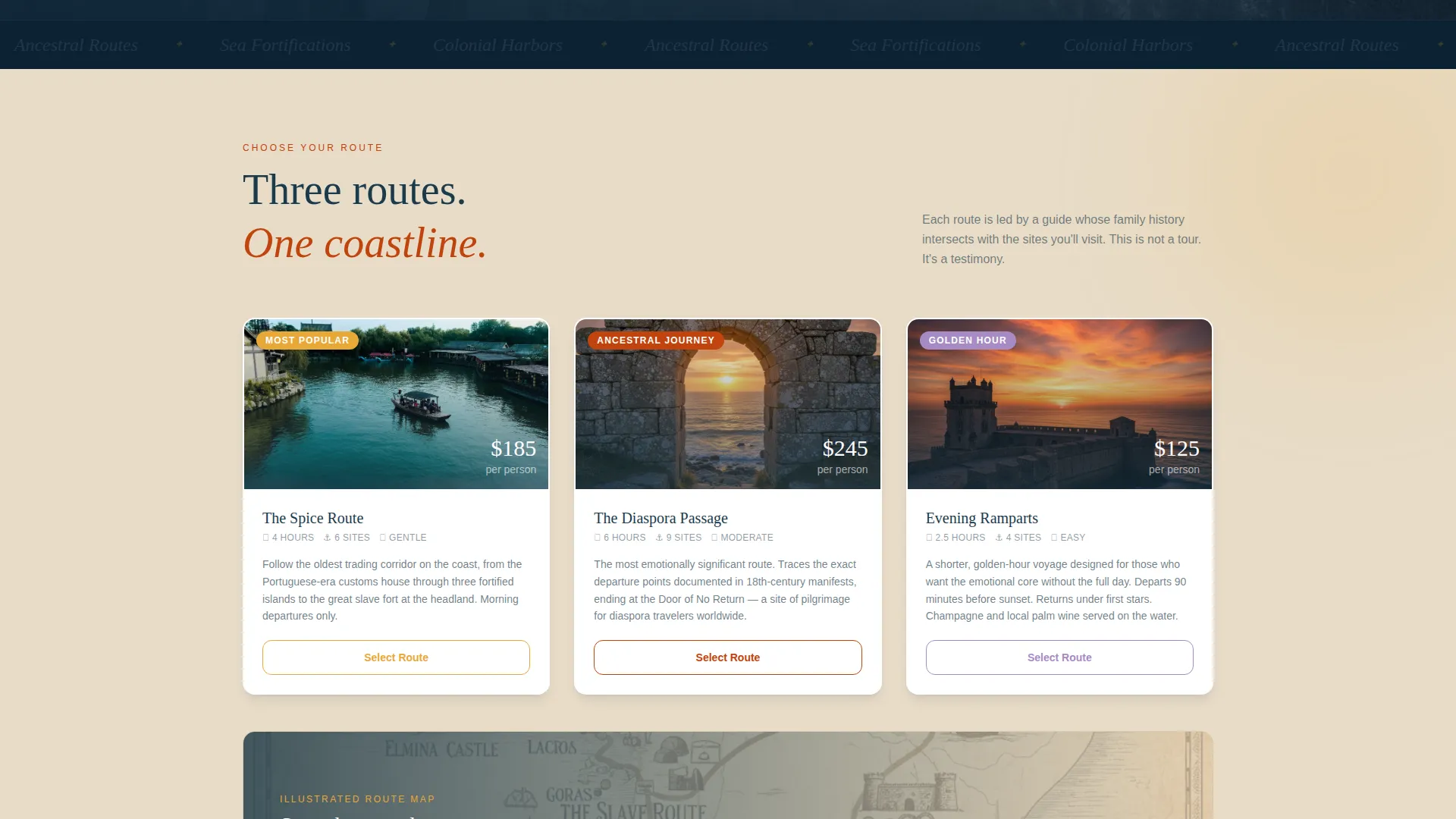 Heritage Coastal Tour Horizontal Scroll Landing Page