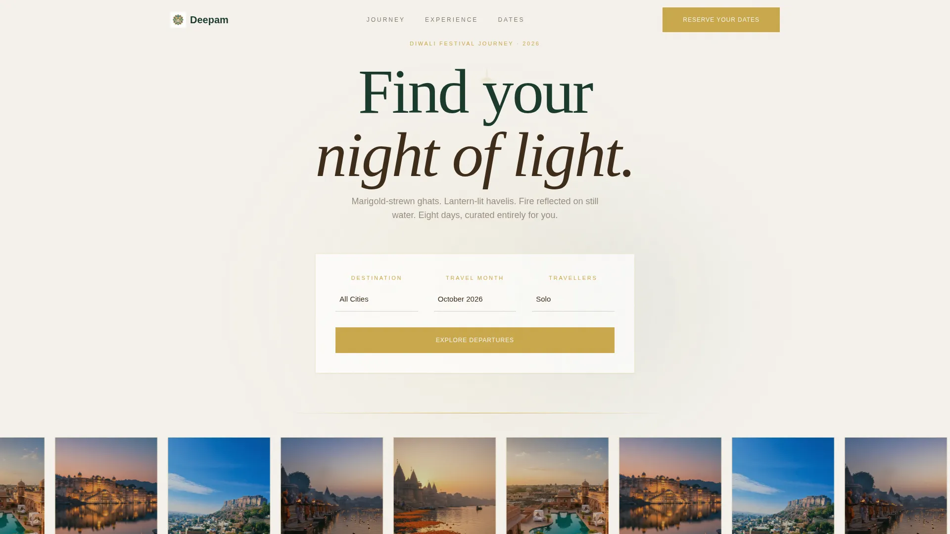 Diwali Festival Tour Landing Page Template