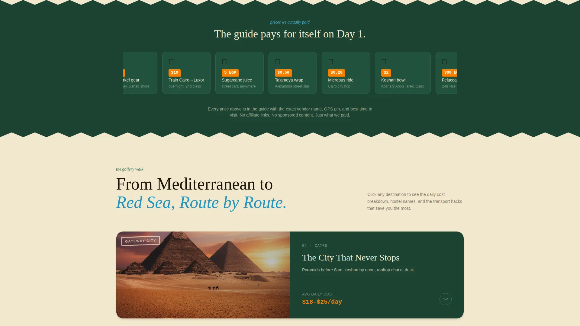 Egypt Budget Travel Guide Landing Page Template