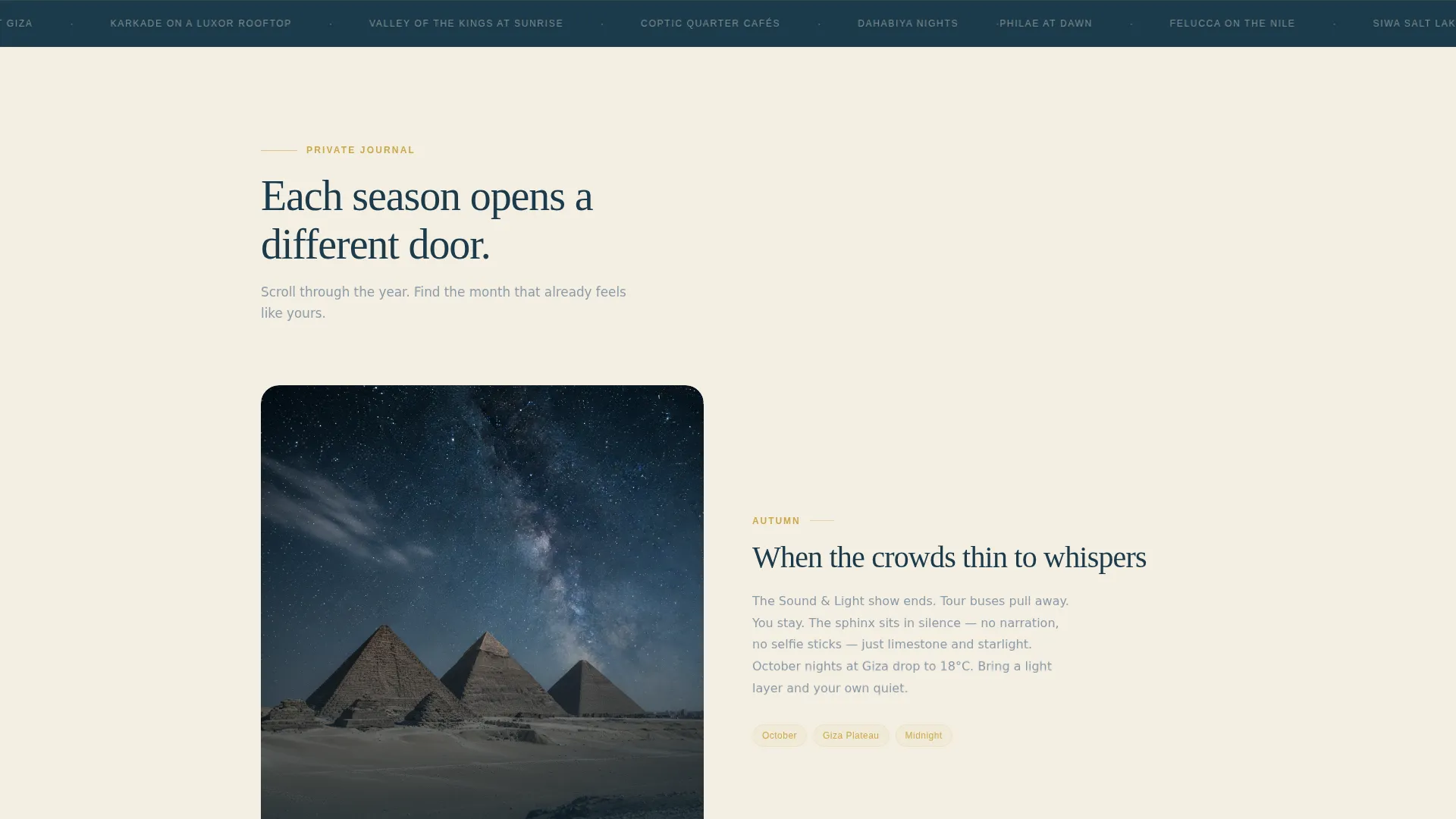Immersive Egypt Solo Travel Landing Page Template