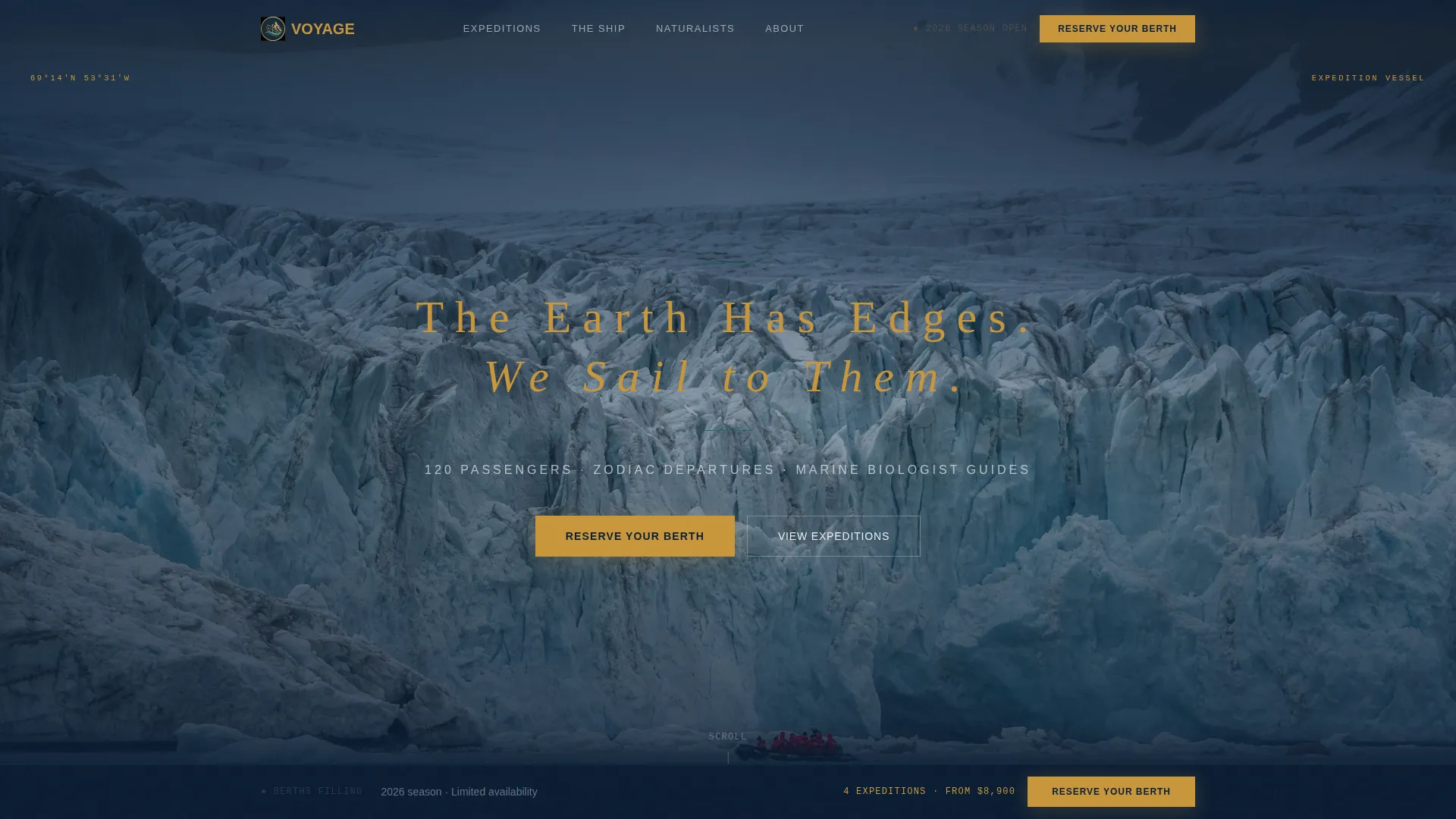 Cinematic Expedition Cruise Landing Page Template