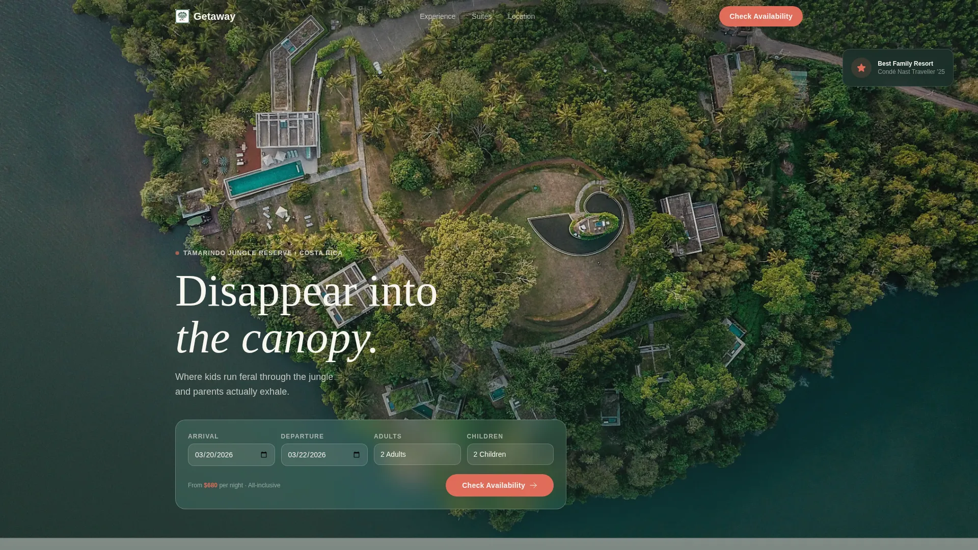 Family Resort Gallery & Detail Landing Page Template