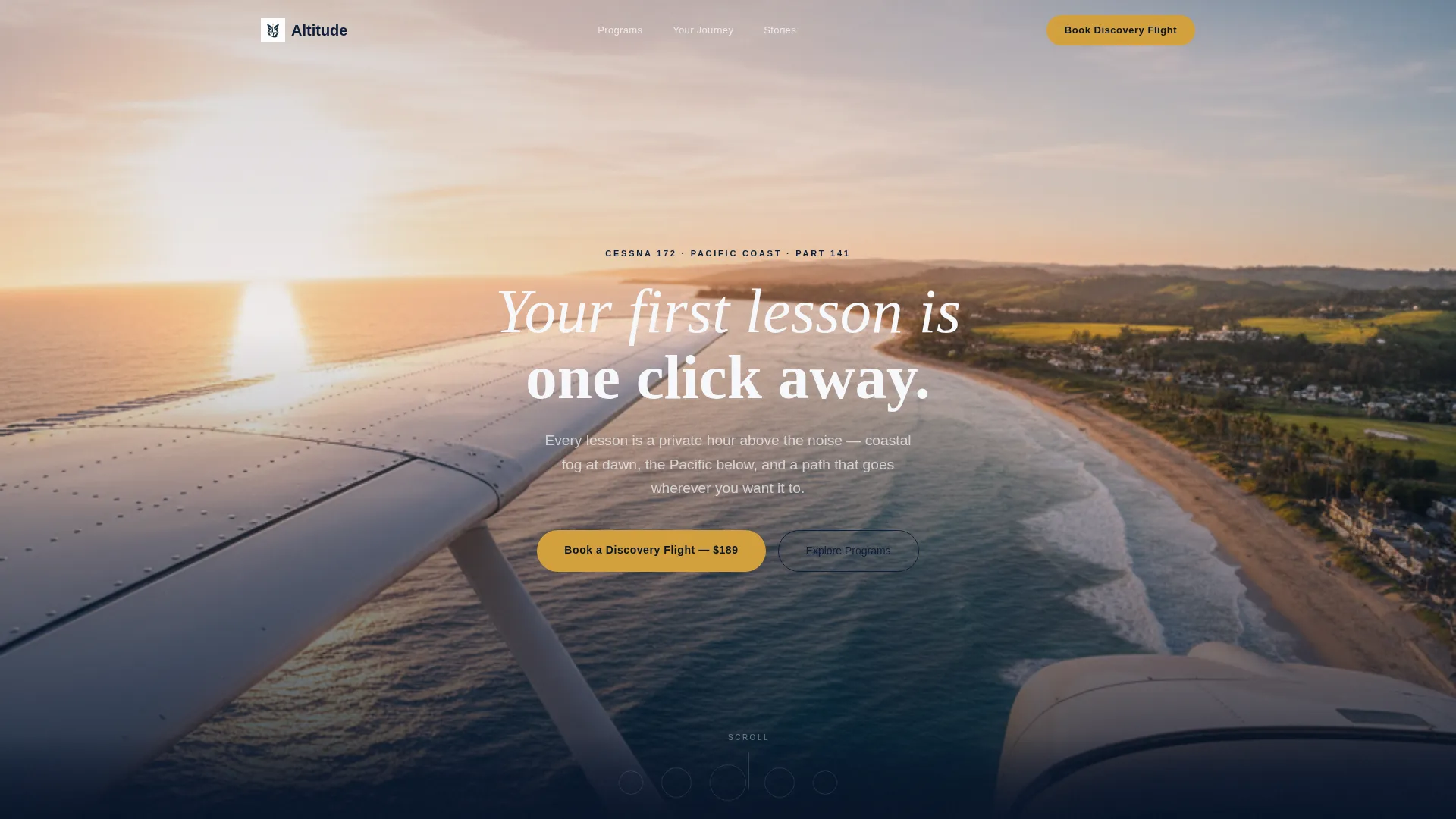 Luxe Flight School Booking Landing Page Template