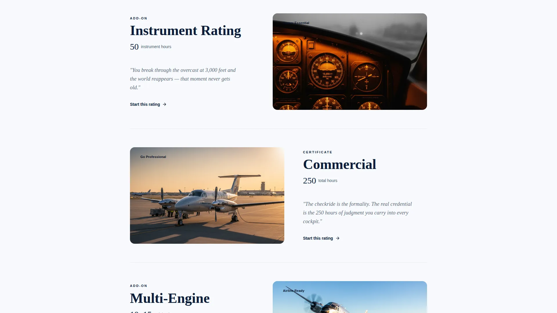 Luxe Flight School Booking Landing Page Template