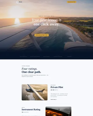 Luxe Flight School Booking Landing Page Template