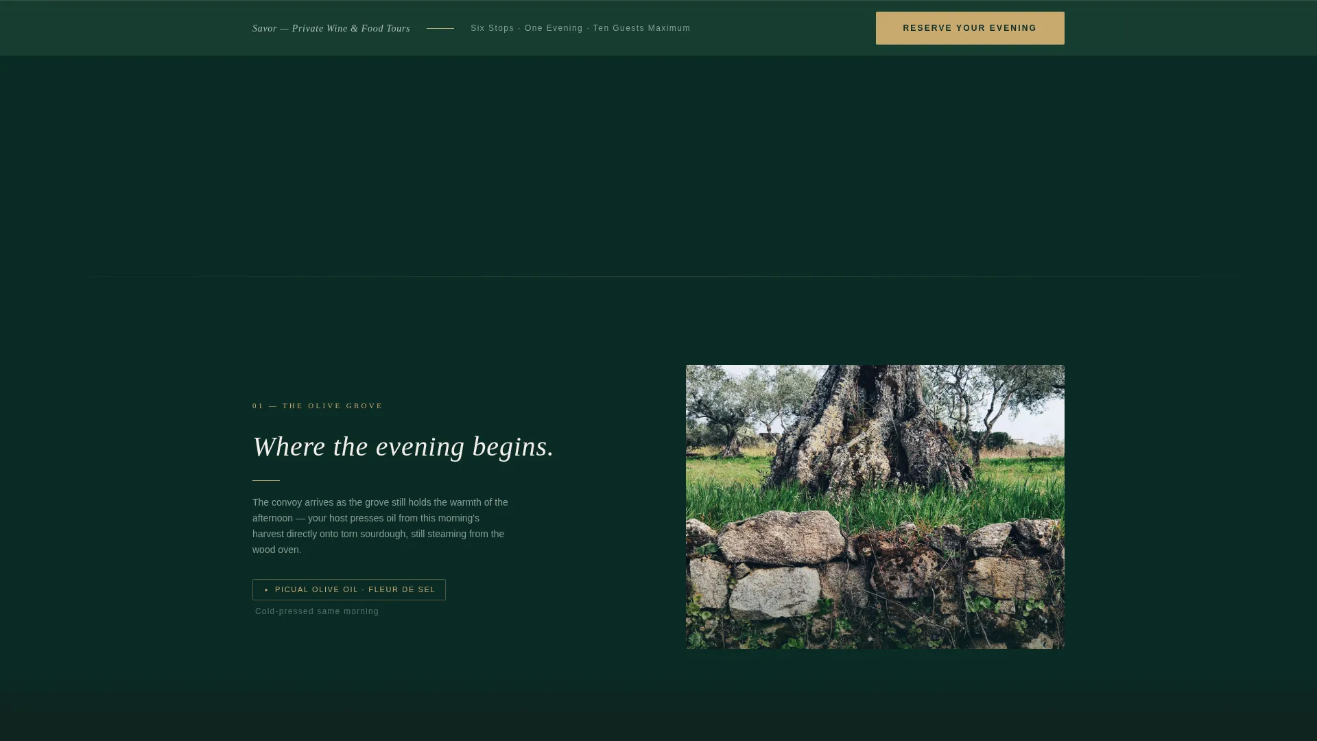 Food & Wine Tour Event Registration Landing Page