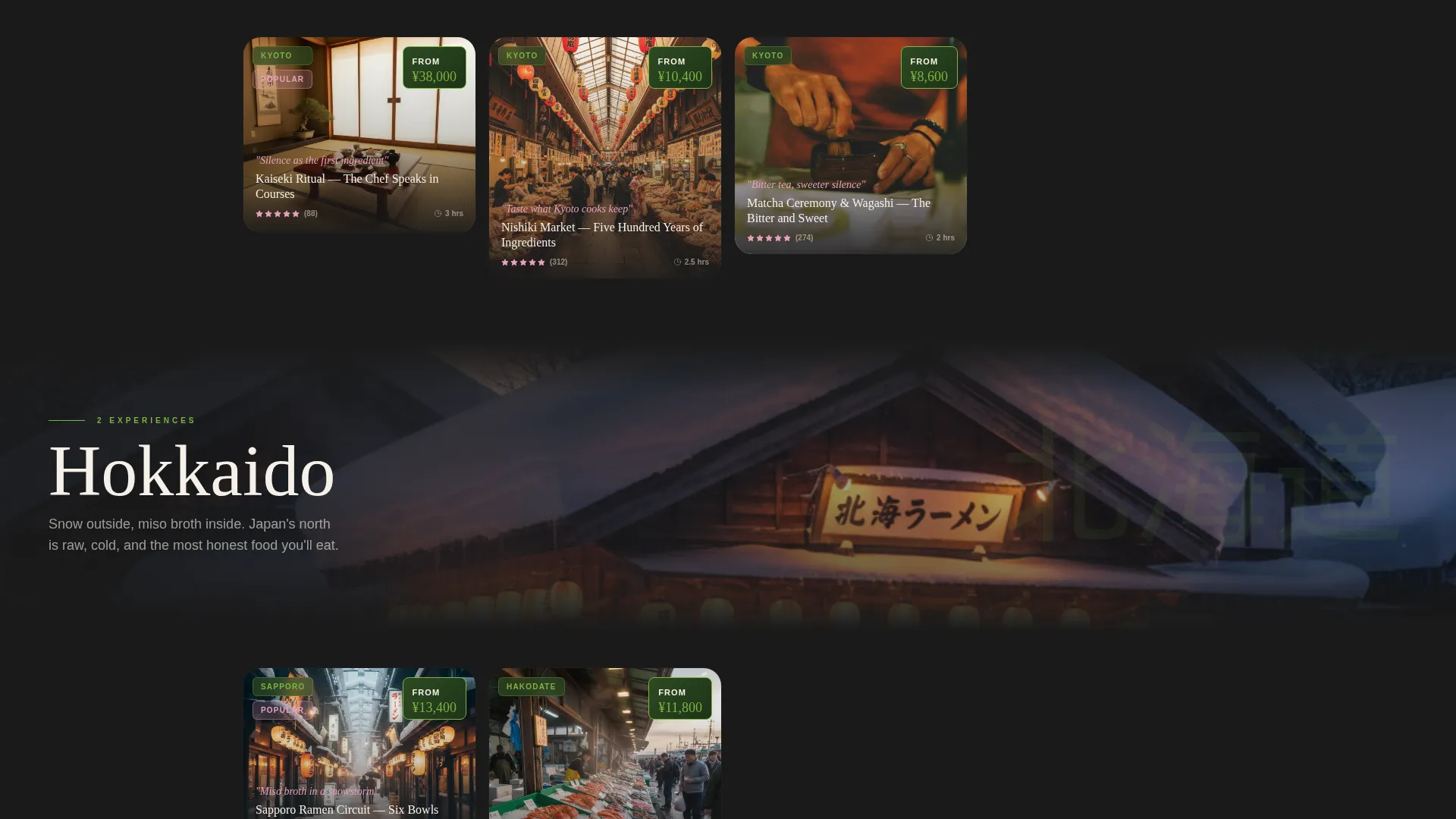 Japan Food & Culinary Tour Landing Page Template