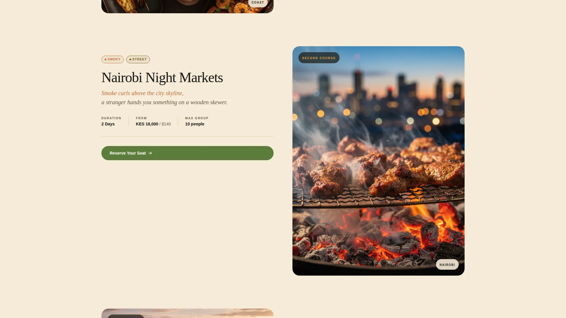 Kenya Food Tour Landing Page Template
