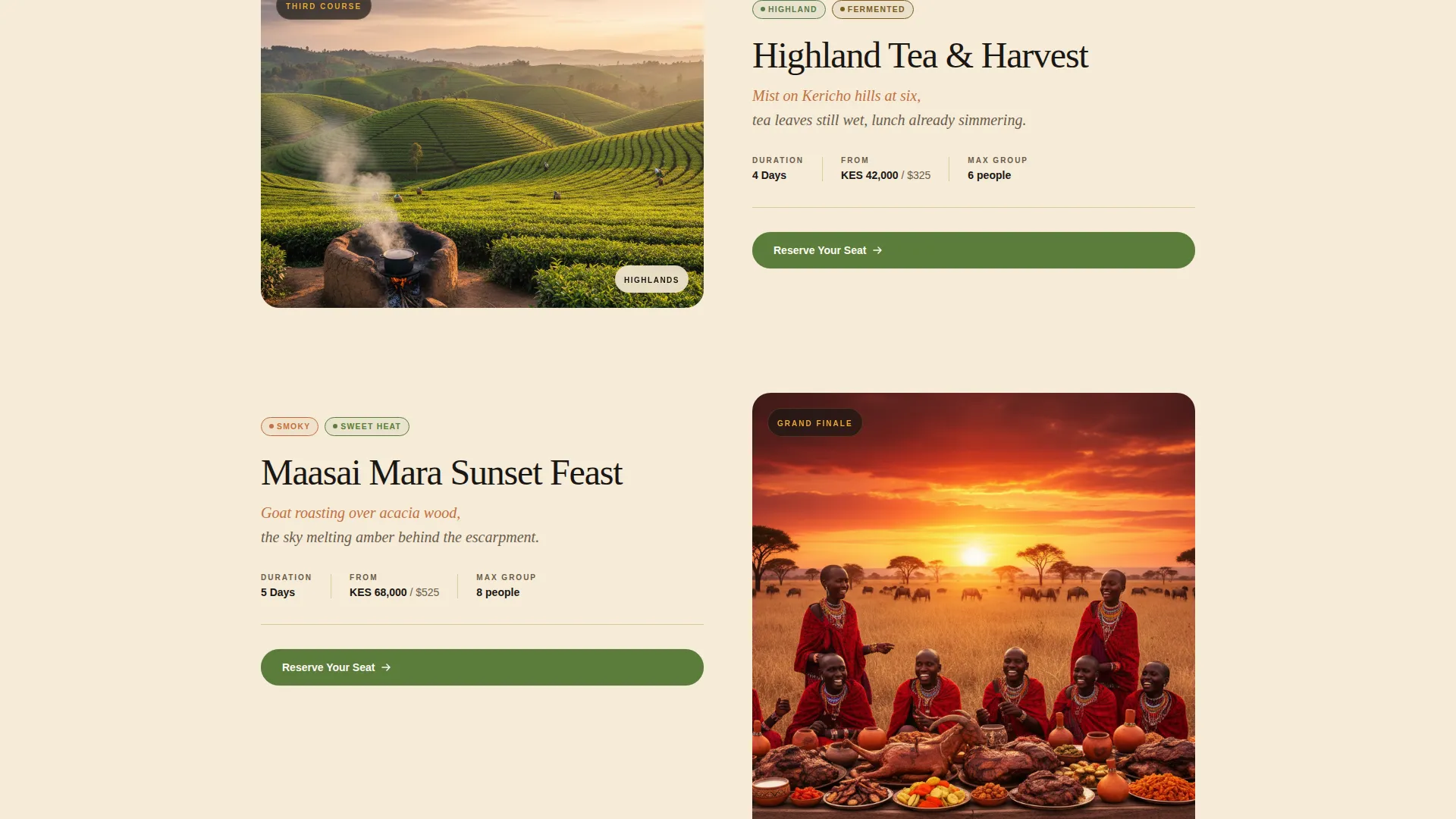 Kenya Food Tour Landing Page Template