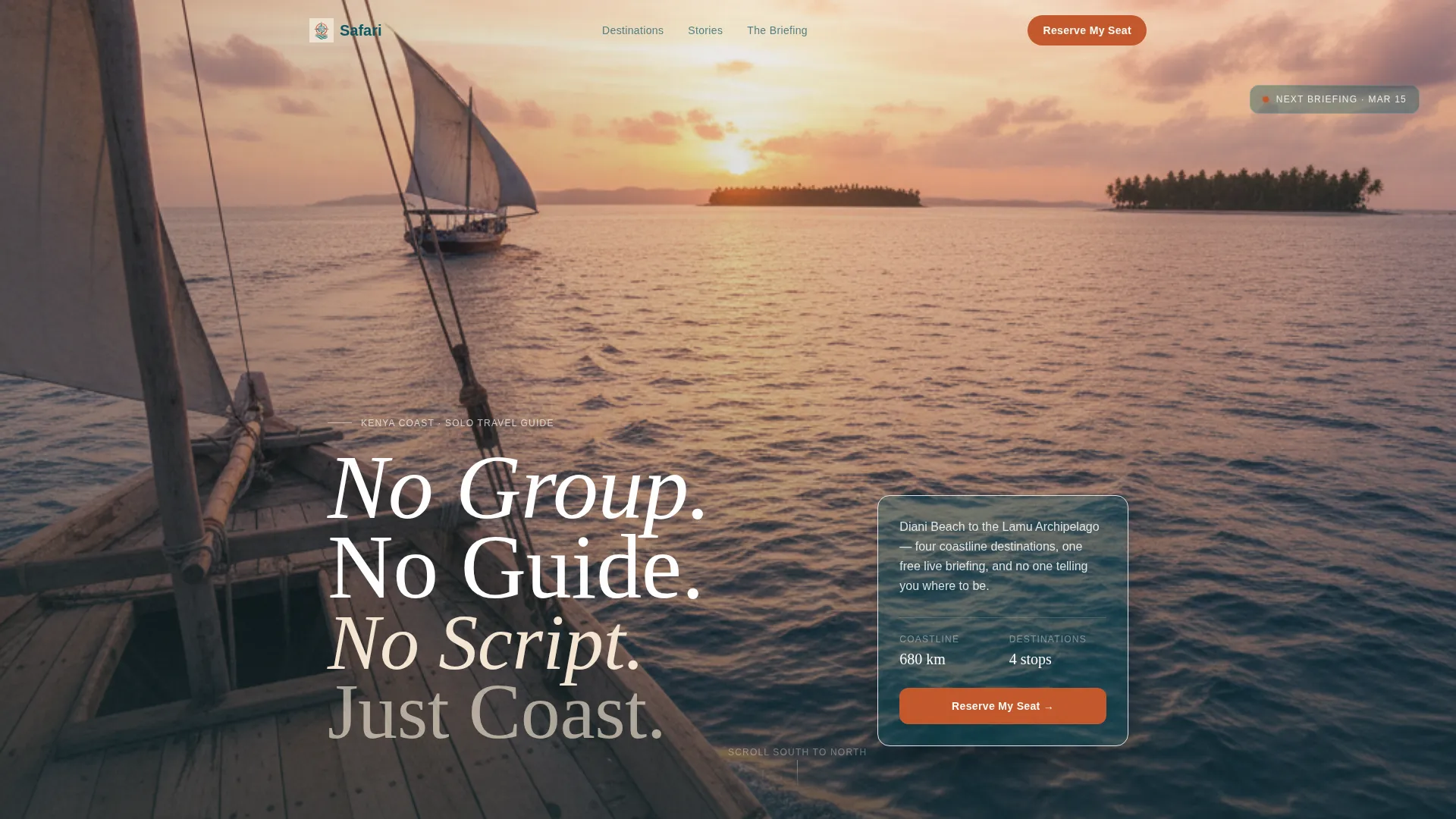 Kenya Solo Travel Landing Page Template