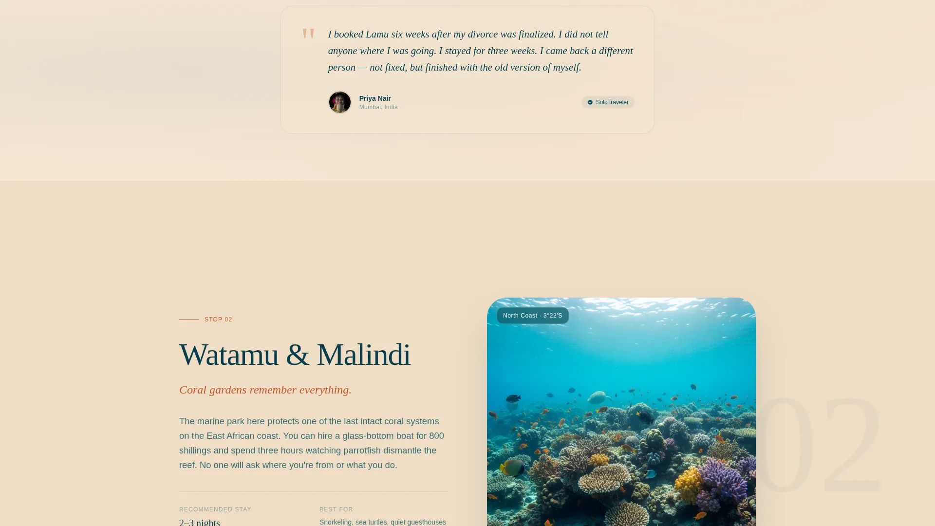Kenya Solo Travel Landing Page Template