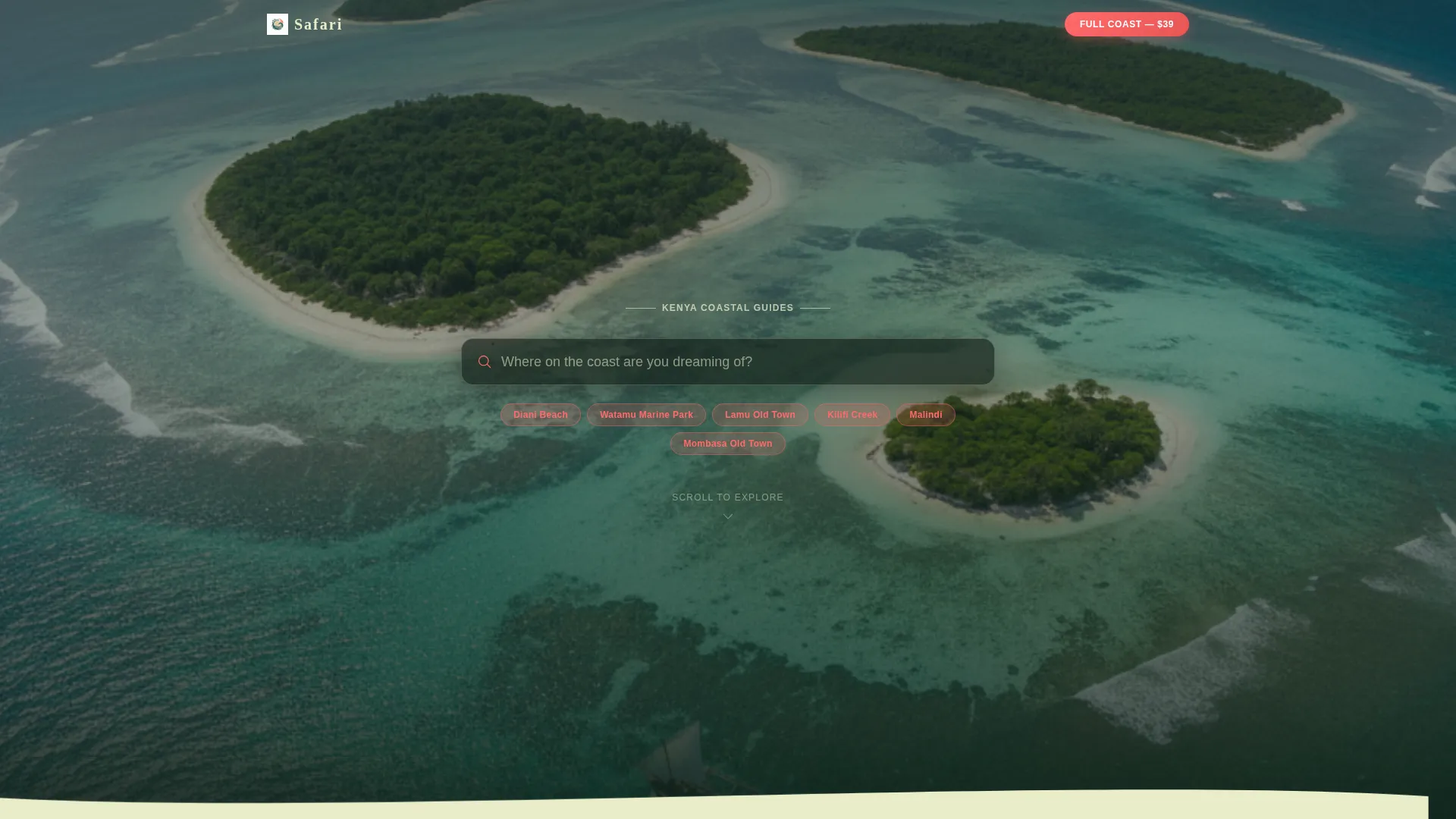 Kenya Coastal Travel Guide Landing Page Template