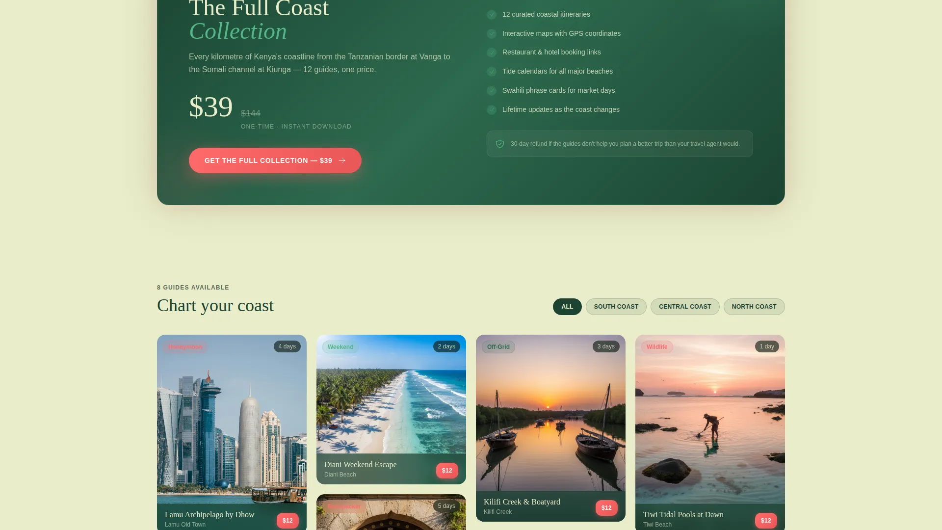 Kenya Coastal Travel Guide Landing Page Template