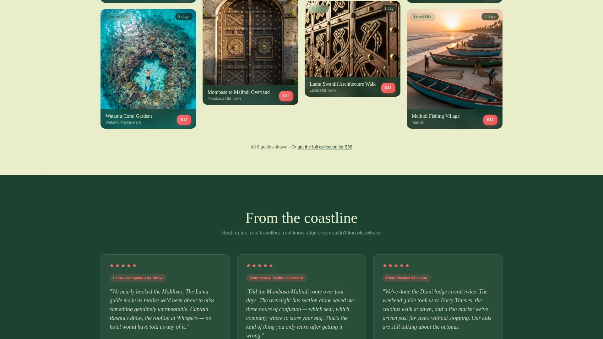 Kenya Coastal Travel Guide Landing Page Template