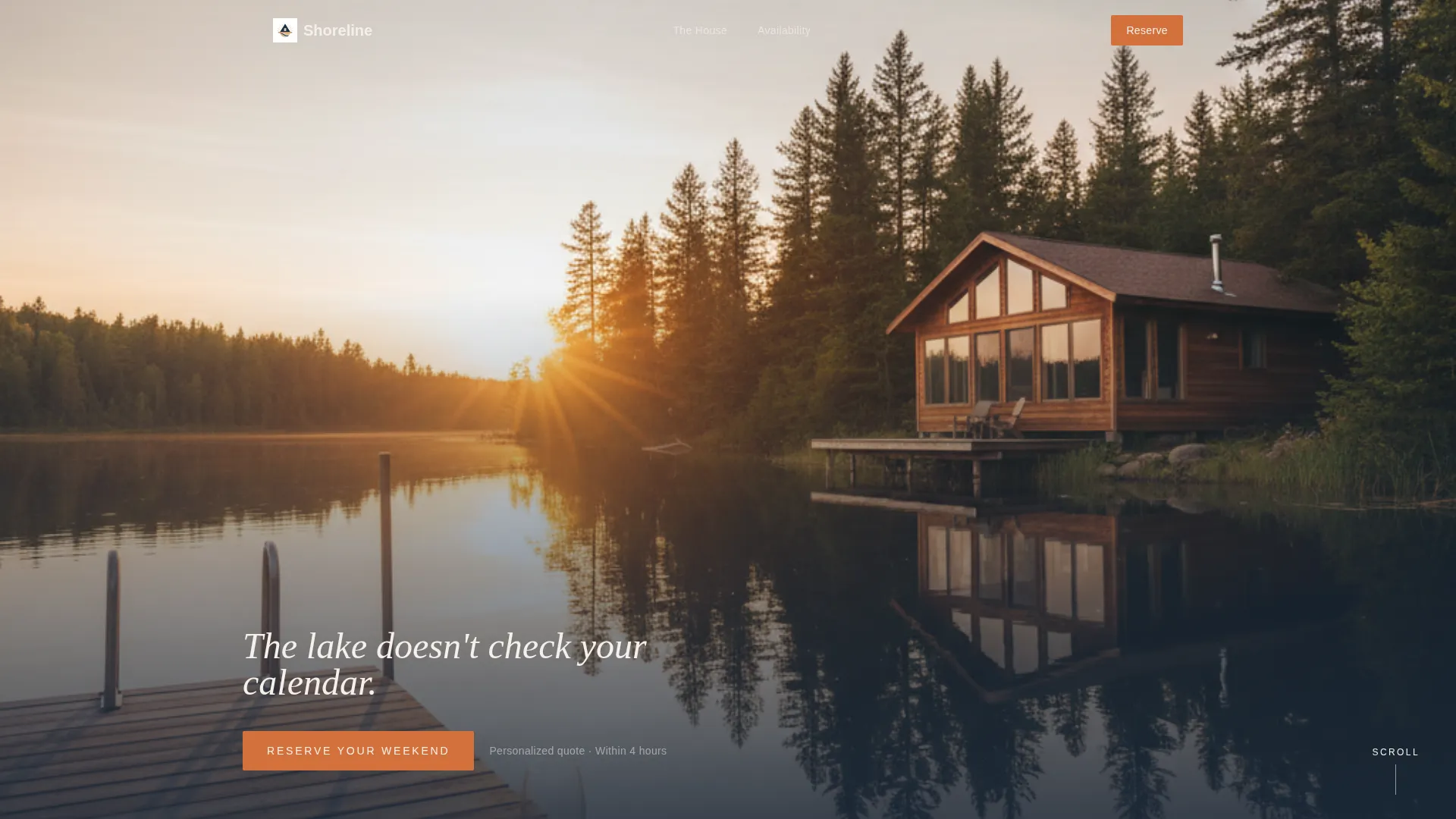 Lake House Rental Landing Page Template