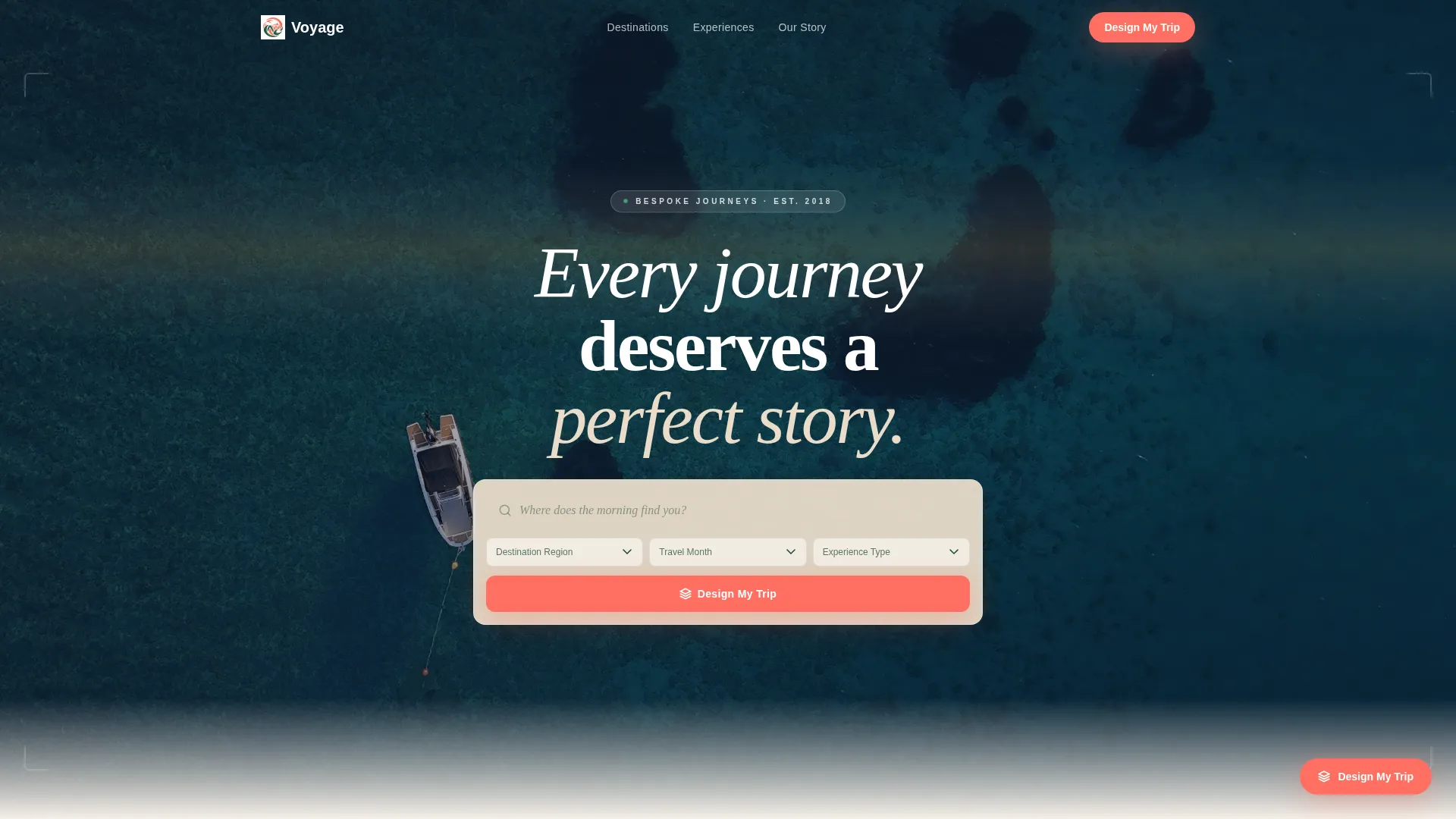 Luxury Travel Agent Masonry Landing Page Template