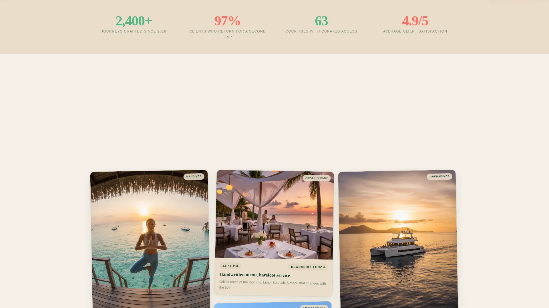 Luxury Travel Agent Masonry Landing Page Template