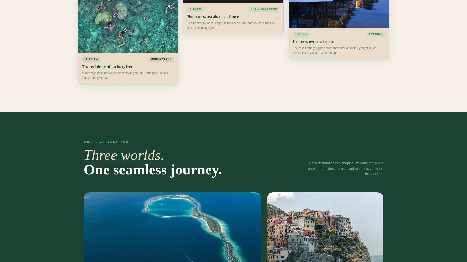 Luxury Travel Agent Masonry Landing Page Template