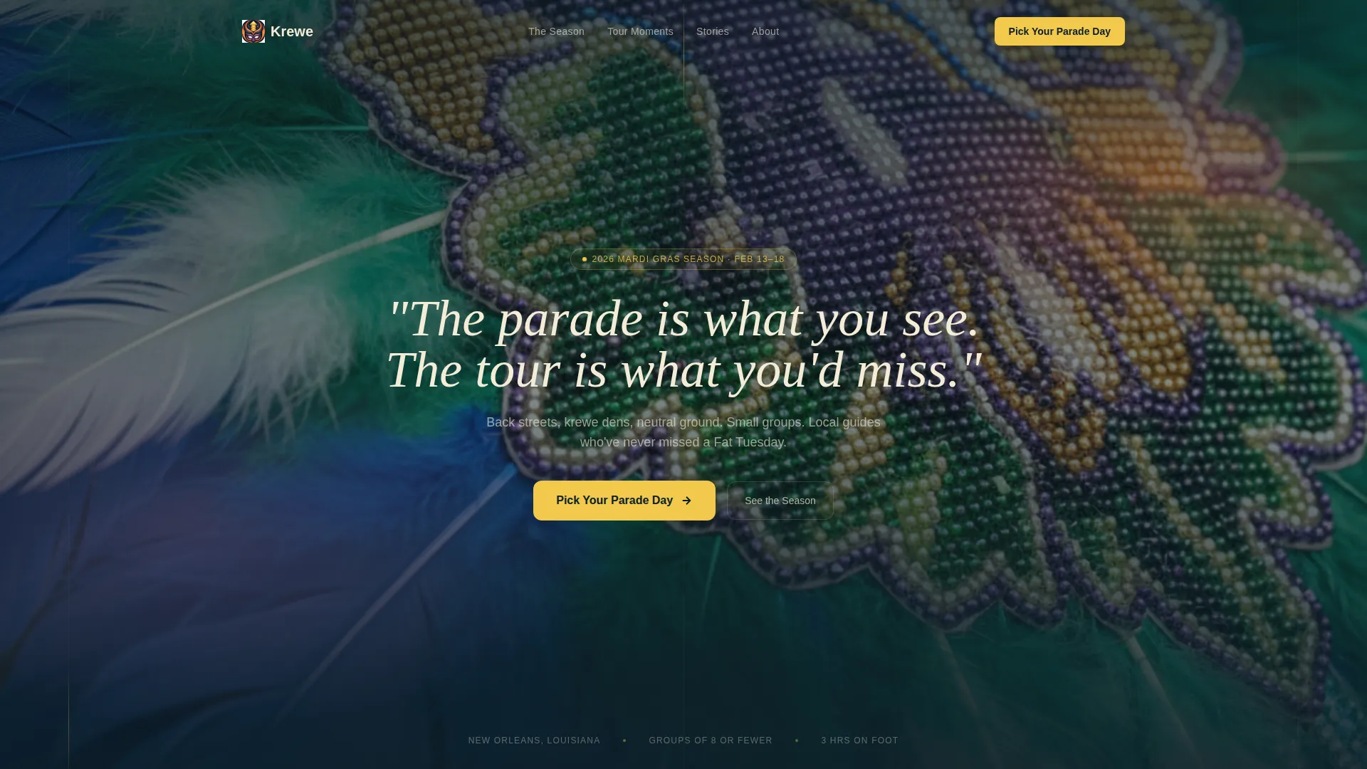 Mardi Gras Tour Landing Page Template