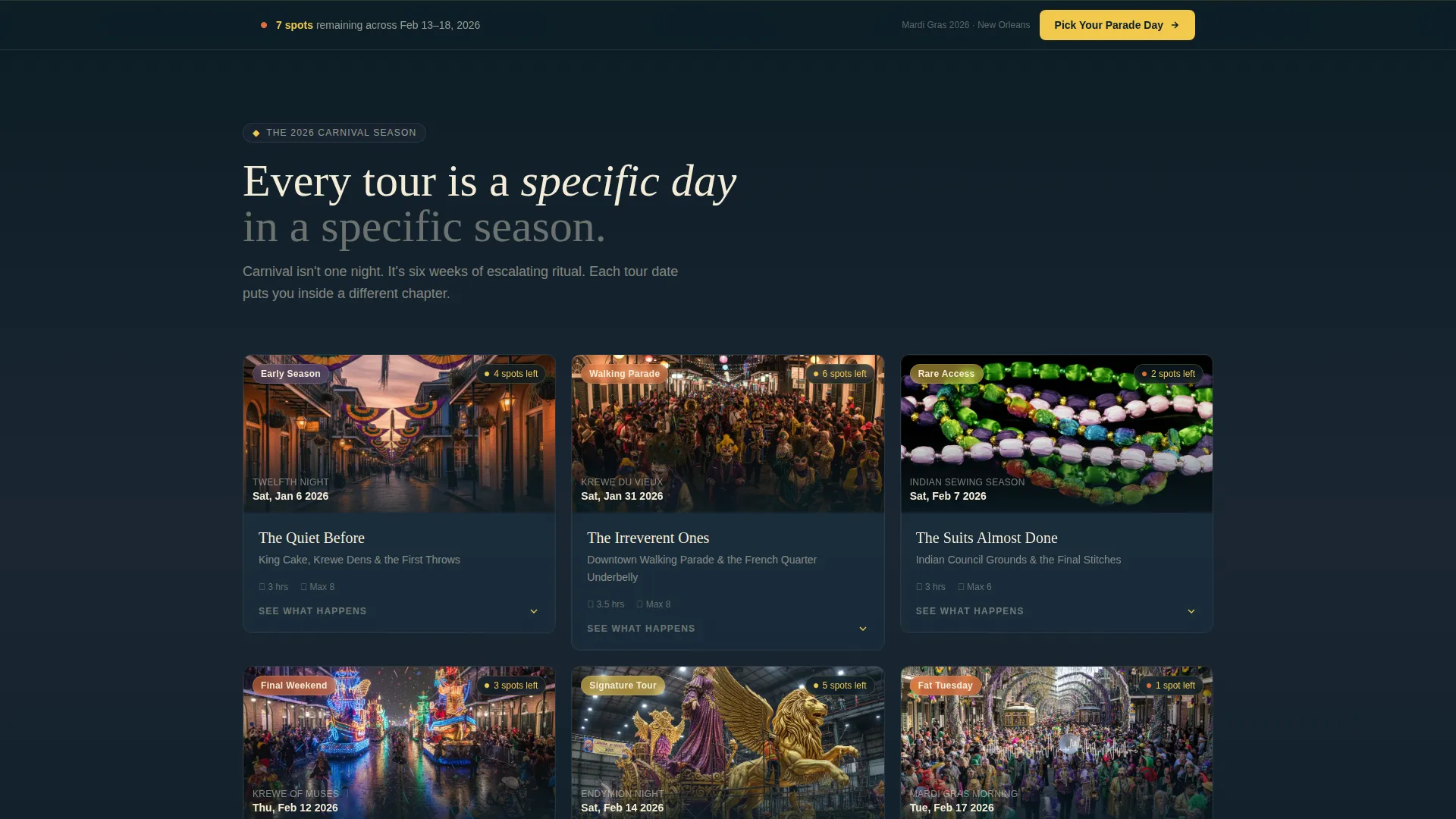 Mardi Gras Tour Landing Page Template
