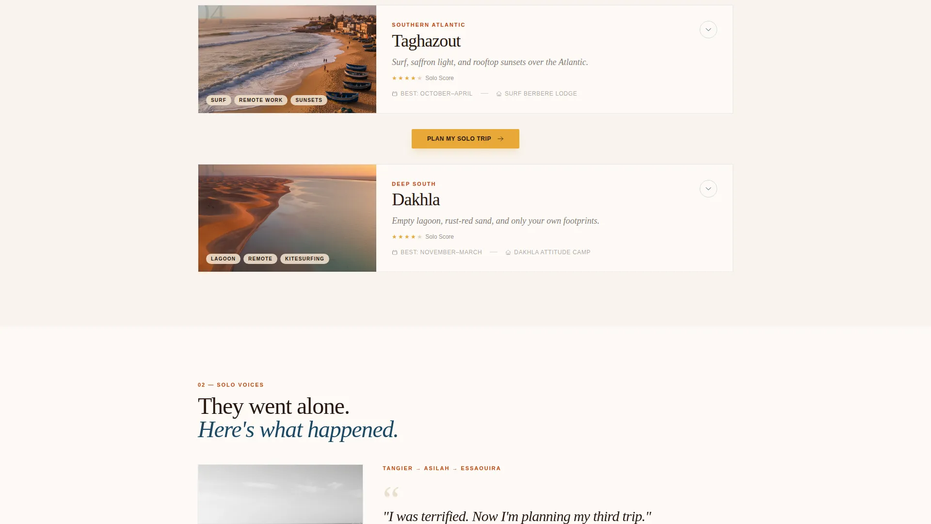 Morocco Solo Travel Guide Landing Page Template