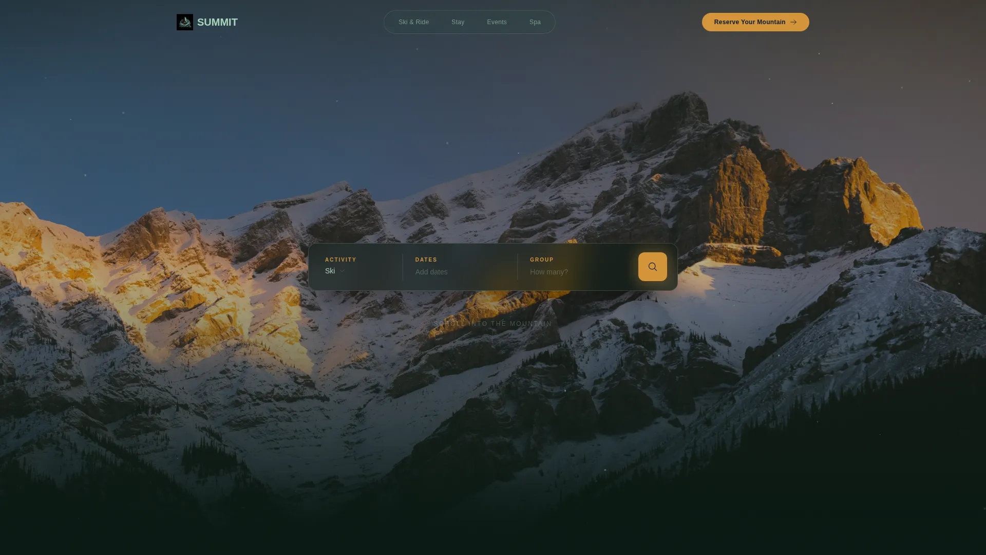 Immersive Ski Resort Landing Page Template
