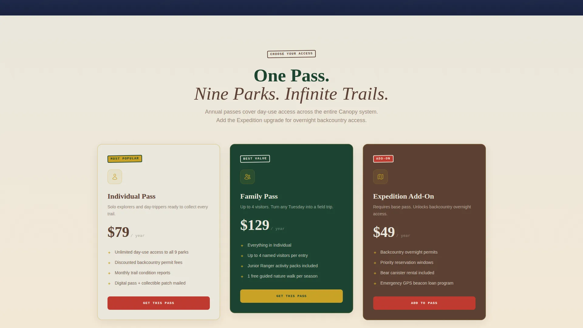Immersive National Park Landing Page Template