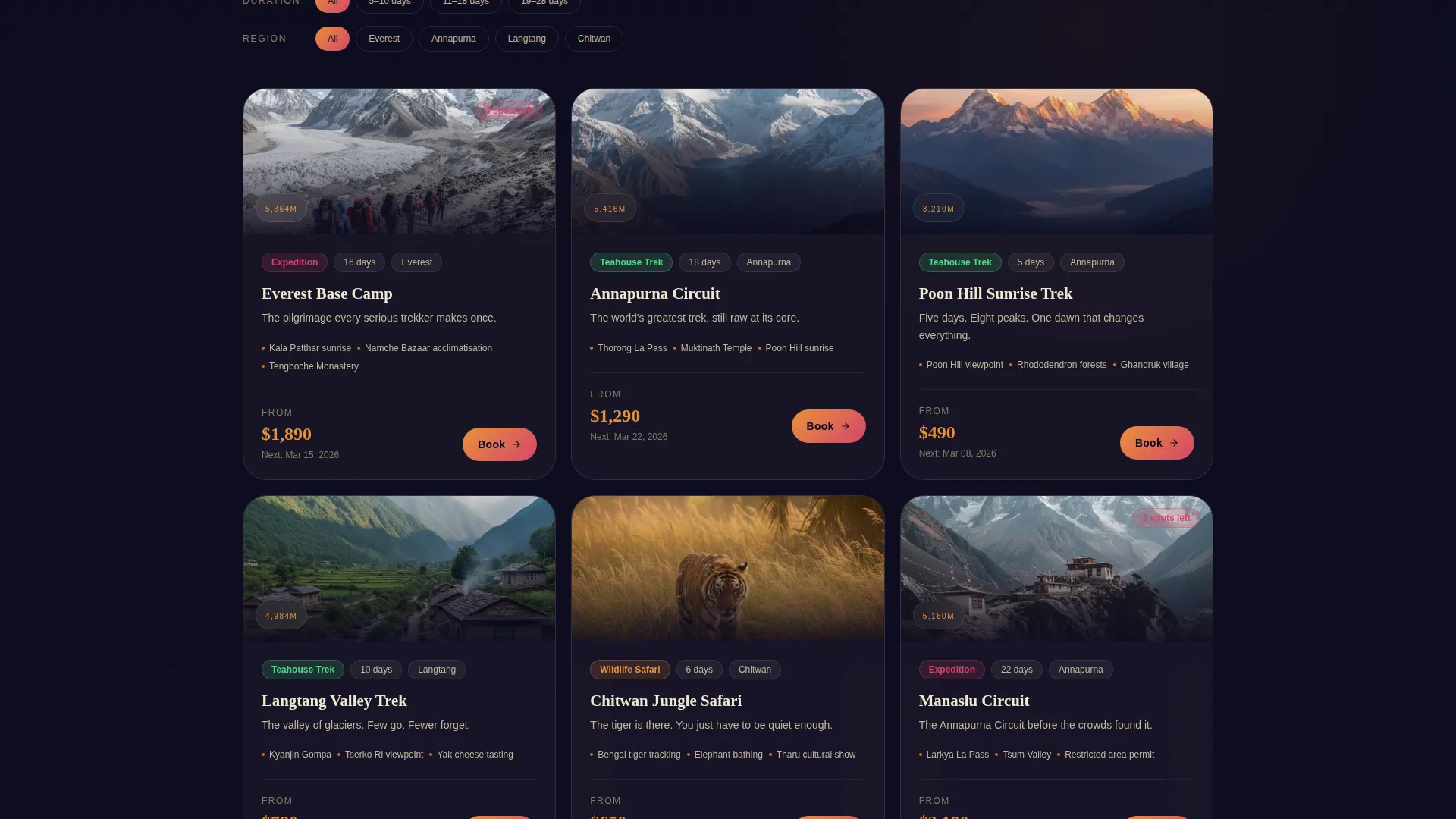 Nepal Adventure Tour Landing Page Template