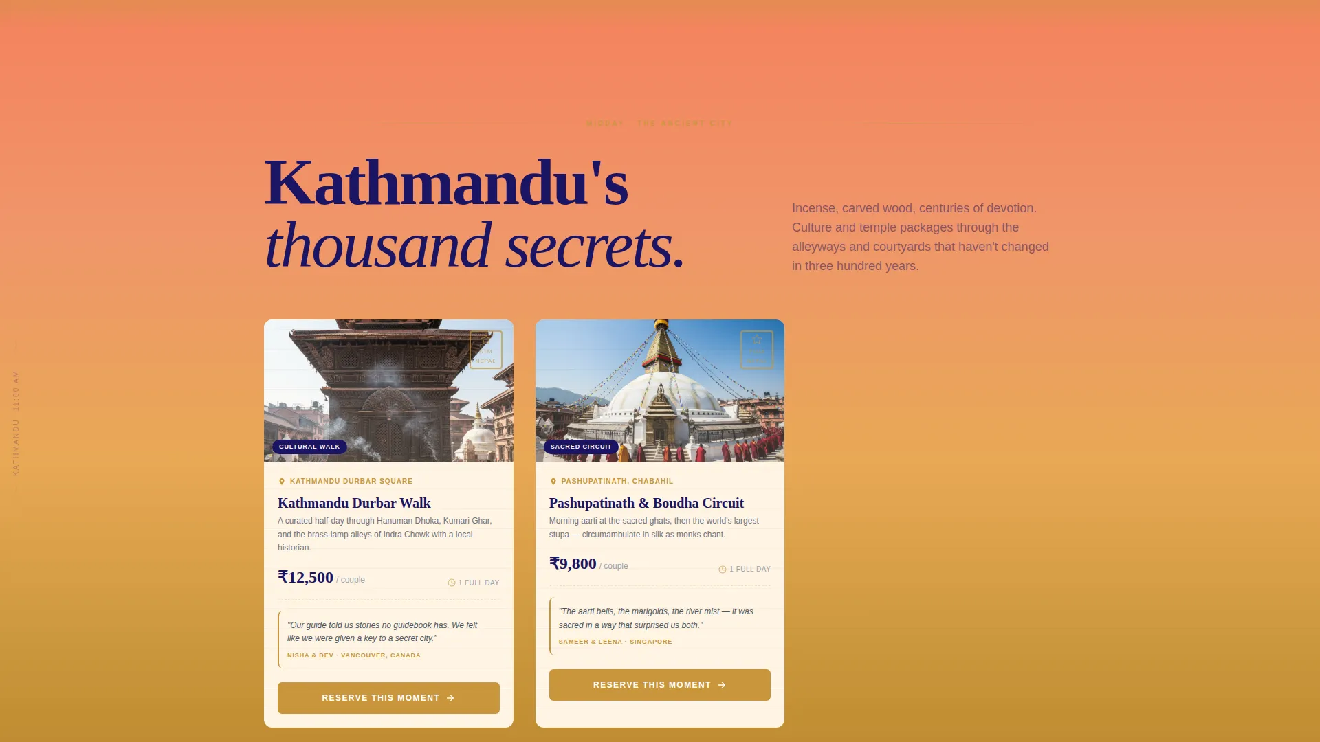 Nepal Honeymoon Landing Page Template