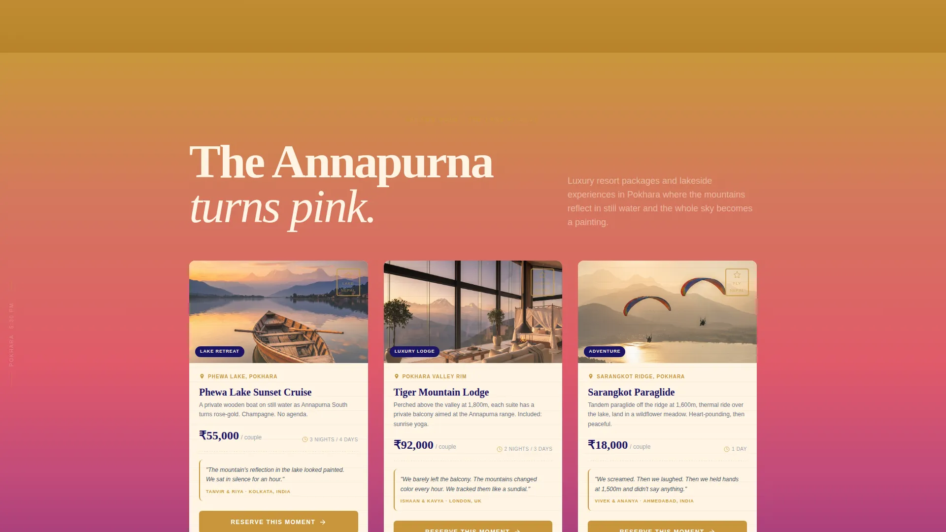 Nepal Honeymoon Landing Page Template