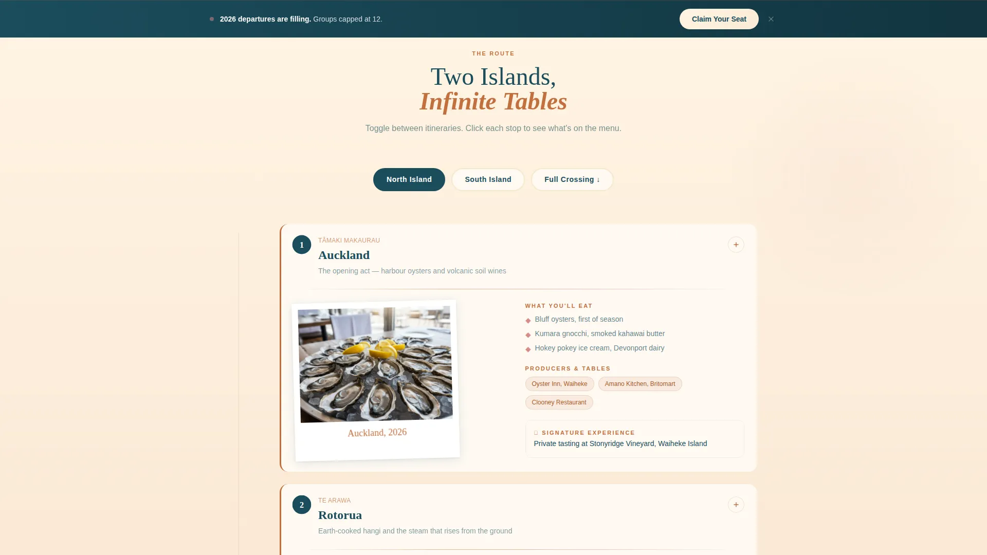 New Zealand Culinary Tour Landing Page Template