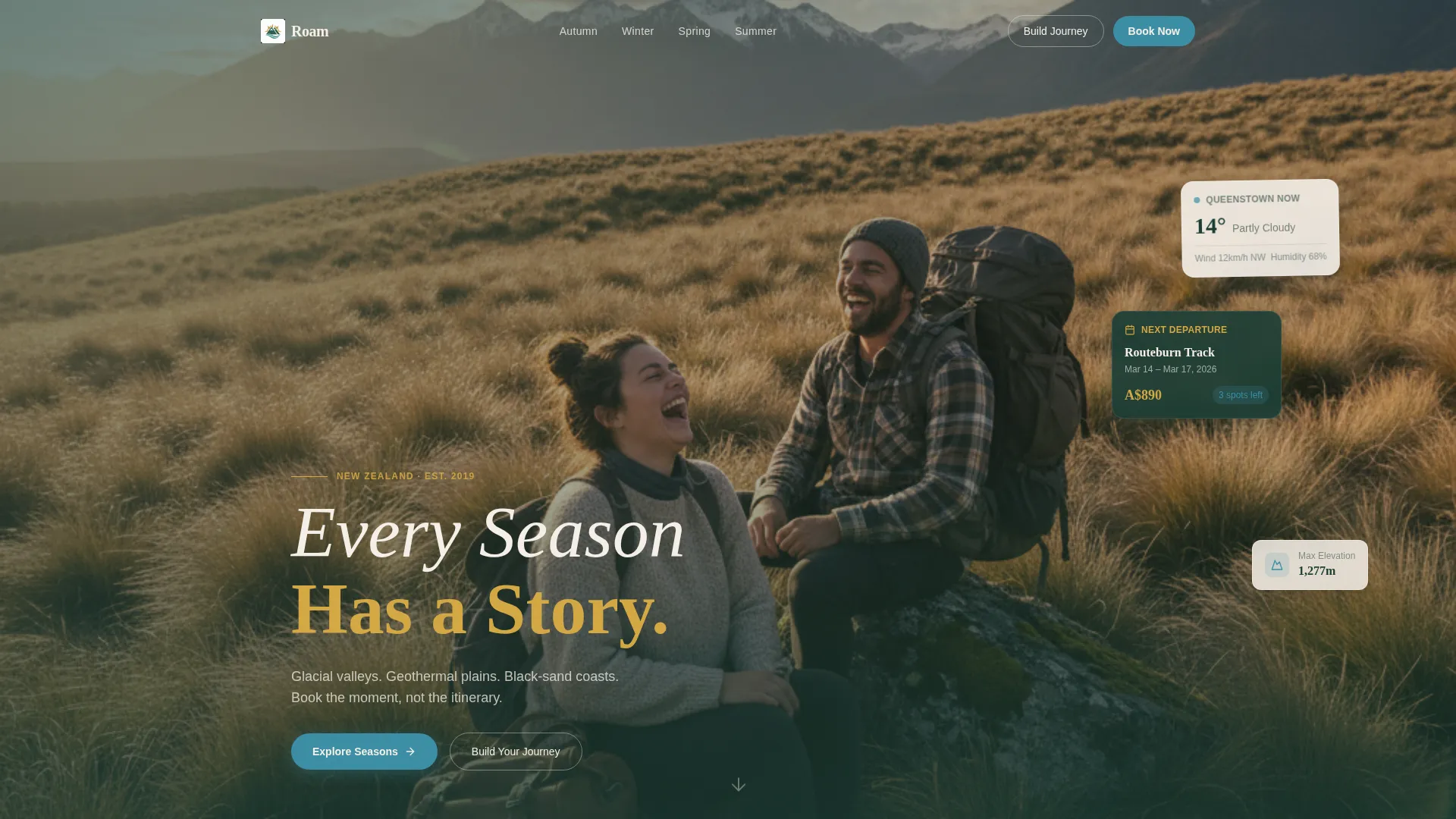 Seasonal Adventure Landing Page Template for Tour Operators
