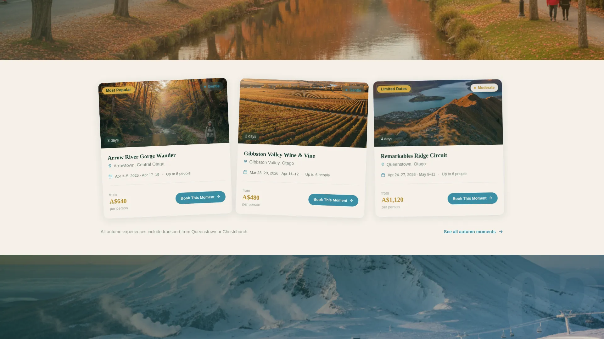 Seasonal Adventure Landing Page Template for Tour Operators